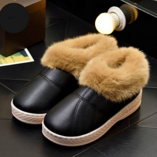 

men winter shoes keep warm women&men casual boots lovers snow boots comfortable ankle boots with velvet faux fur, Black