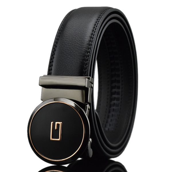 

kaweida designer belts for men 2018 letter g metal automatic buckle circle waist belt genuine split leather waistband for jeans, Black;brown
