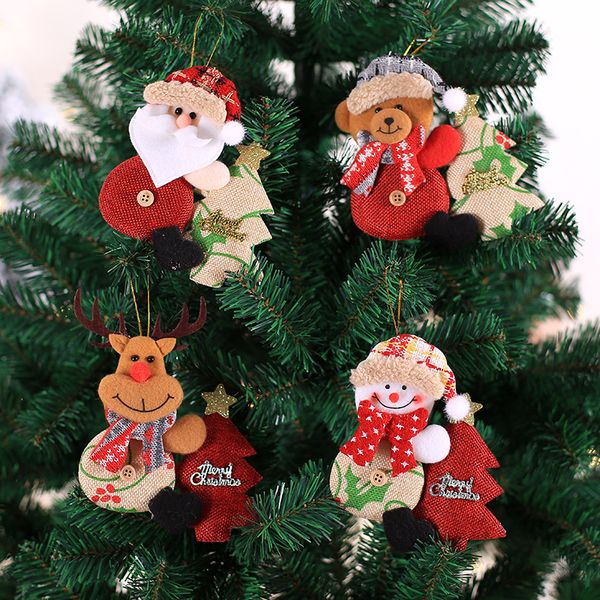 

christmas decorations ornaments santa clause snowman bear elk christmas tree decoration hanging pendant cloth dolls kids toys