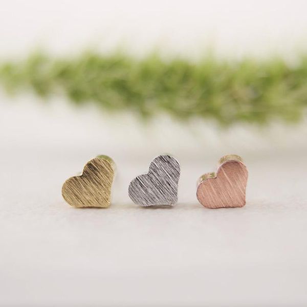 

new fashion jewelry tiny love heart stud earrings for women boucle d'oreille femme birthday gifts s017, Golden;silver