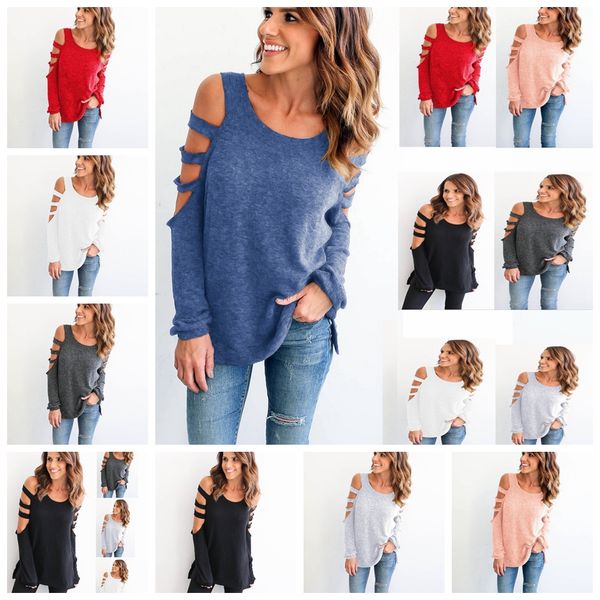 

2019 pure color cakes european american fashion fashion round neck long sleeve t-shirt,support mixed batch, White
