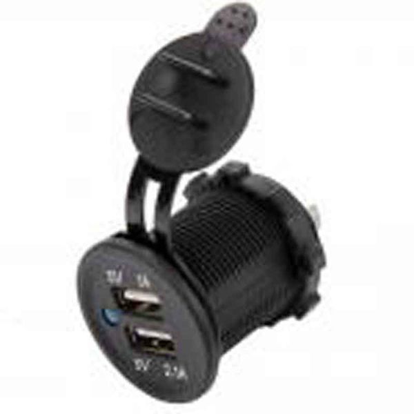 

12v waterproof dual usb port charger socket outlet 1a 2.1a panel car