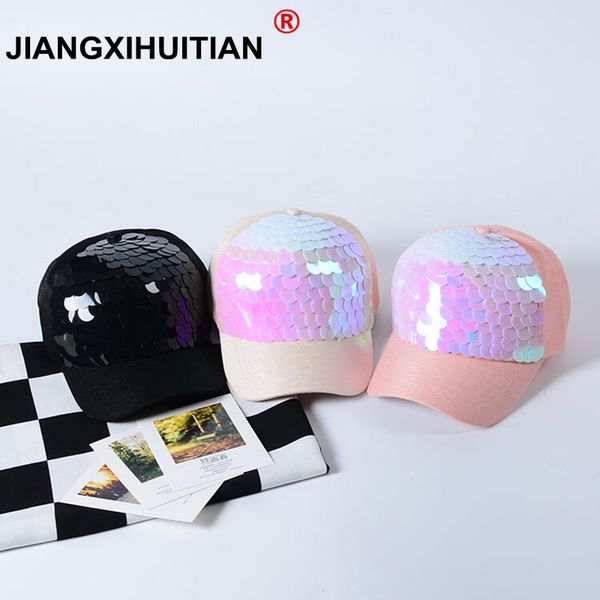 

2017 new luxury women baseball cap bling fishes scales sequins baseball caps design cap casual snapback anti-uv casquette hats, Blue;gray