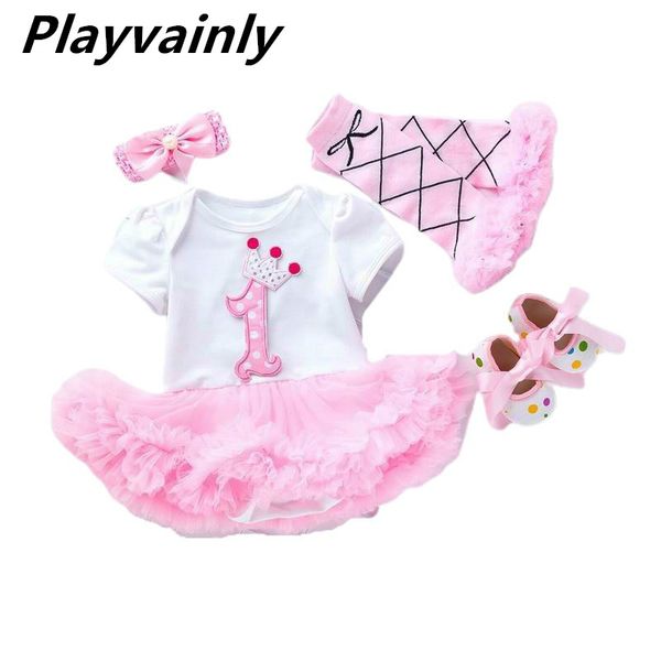 

clothing sets baby girl dresses pink fluffy tulle dress for first birthday dress+shoes+headband+socks 4pcs suit kid clothes 0-2t yk006, White