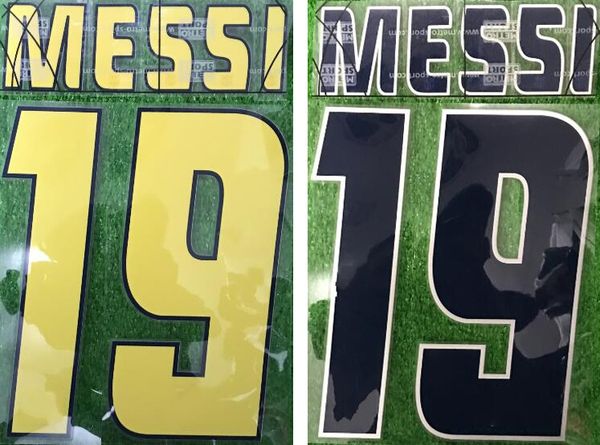 

2005 2006 retro home printing nameset #19 messi soccer player's stamping stickers impressed football letters printed vintage plastic ba