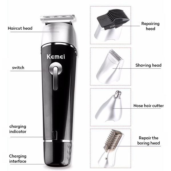 

kemei 5 in 1 rechargeable hair trimmer multifunction nose hair clipper electric shaver pro barber clippers newclipper ukqxq