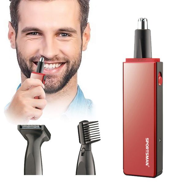 

sportsman 3 in 1 electric nose hair trimmer rechargeable beard trimmer eyebrow shaver for men hair cutter facial beauty kit tool