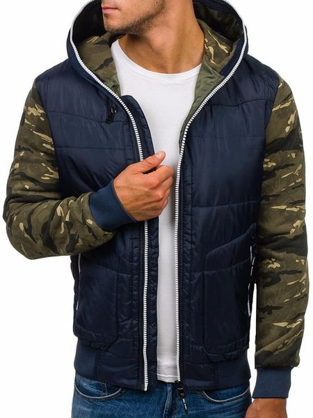 

zogaa men winter jacket casual fashion stitching color style parka men 2019 new thick cotton hooded zipper clothes, Tan;black