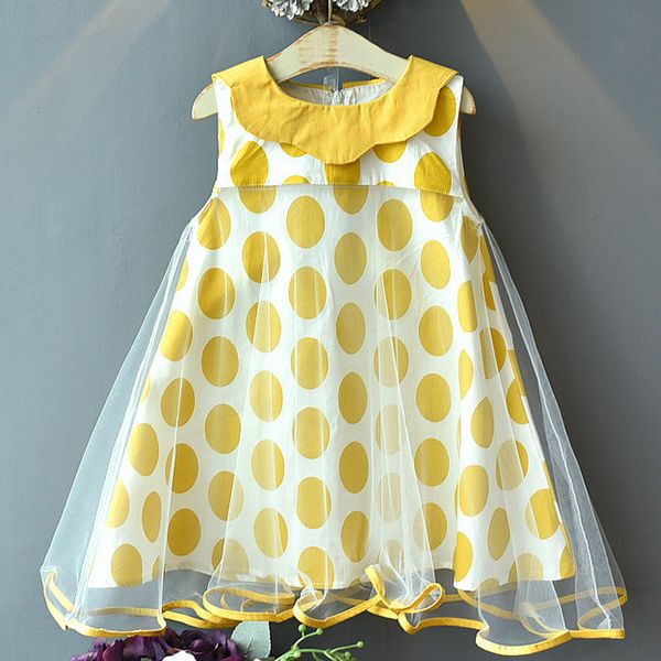 

mcagtz girls princess dress 2019 elegant girls polka dot lapel ruffle tie bow vest dress costume kids 3-7y, Red;yellow