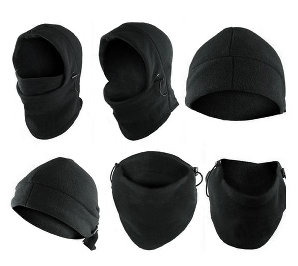 

6 in 1 neck balaclava winter face mask cycling ski neck protecting balaclava full face mask winter wind ser hats #45, Black