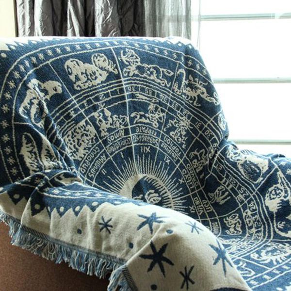 

multipurpose thicken pure cotton thread knitted blanket with tassel casual tribal bohemian knitted blanket sofa cover