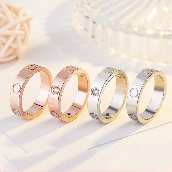 

горячие продажи титан нержавеющая сталь любовь кольца для женщин мужчины ювелирные изделия пары кубический цирконий обручальные кольца, Silver