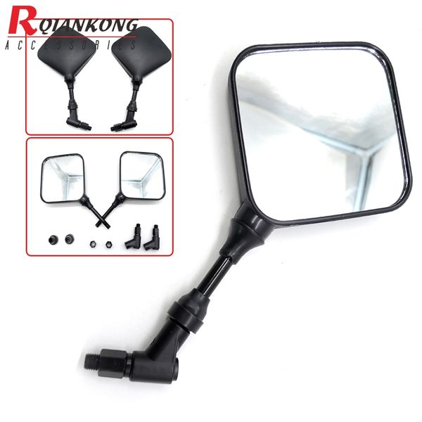 

m10 10mm black square dual sport motorcycle rearview side mirror specchi clear glass case for yamaha