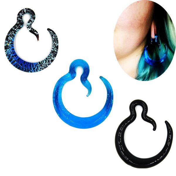 

1pair pyrex glass ear spiral taper ear gauge plug earring expander weights stretcher piercing 6mm, Slivery;golden
