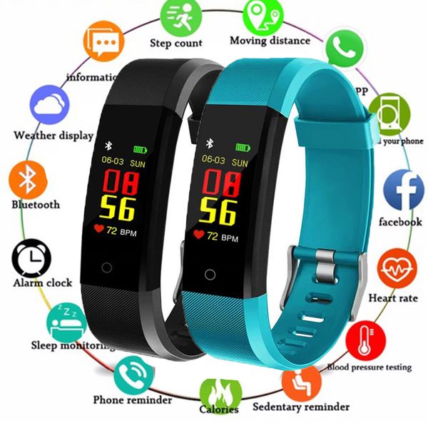 

new 0.96 inch color screen smart bracelet sport smart watch blood pressure exercise dynamic heart rate monitoring step count, Slivery;brown