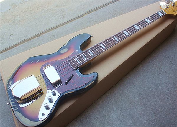 

wholesale custom jazz 4 strings bass guitar with vintage body,red tortoise pickguard,rosewood fingerboard,can be customized.