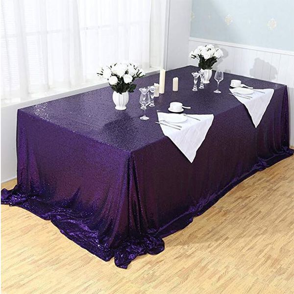 50x80 Rectangle Purple Sequin Fabric Tablecloth Sequin Wedding