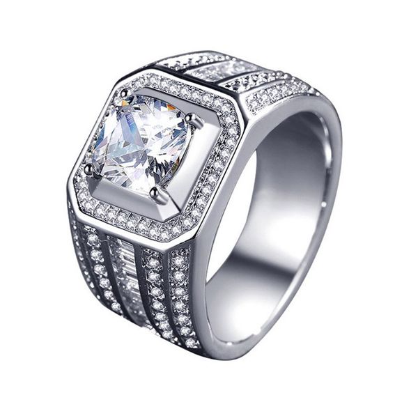 

european and american fashion ring luxury designer jewelry explosion models cz diamond fashion silver plated men's ring ing, Slivery;golden