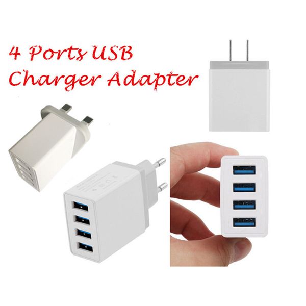 

4 ports quick charge white fast charger travel chargering mini 4 usb direct charger for iphone samsung adapter eu/us/uk plug