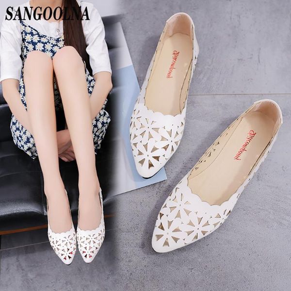 

women shallow flat heel hollow out flower shape nude shoes pointed toe shoes sapatilhas zapatos mujer women's, Black
