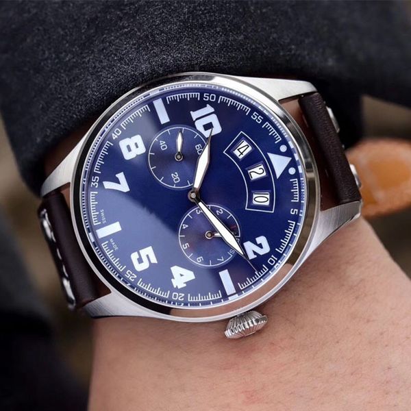 

luxury mens watch automatic mechanical movement blue literal date week month black leather folding buckle strap mechanical watch x169, Slivery;brown