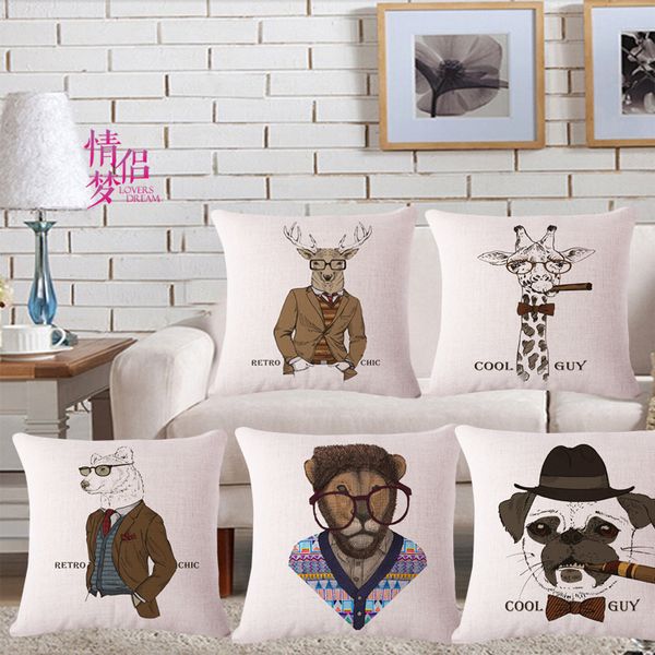 

originality animal cotton flax pillow back cushion backrest recruit agent