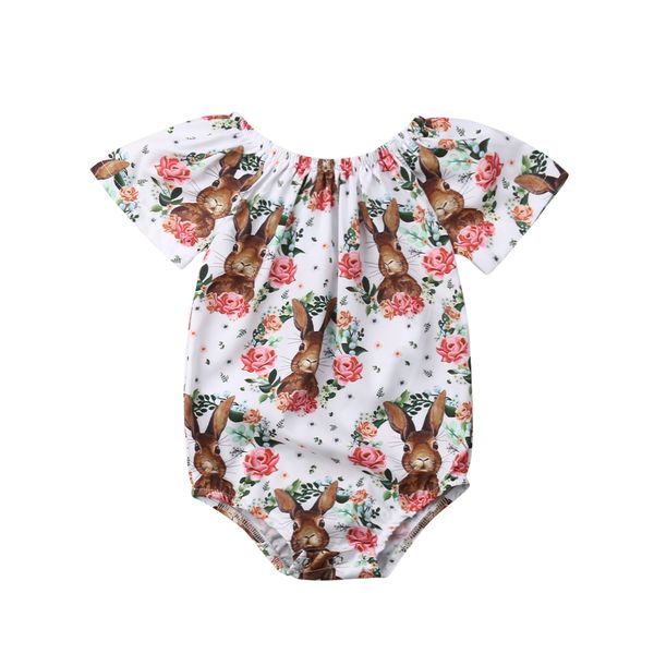 

2019 spring new newborn kids baby girls bunny floral romper jumpsuit outfits clothes lovely baby girl clothes, Blue
