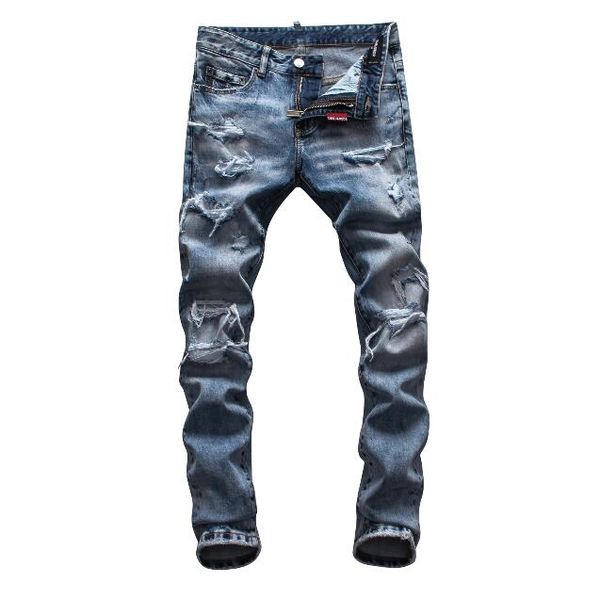 

мода мужские джинсы мужские тонкий повседневные брюки эластичные брюки светло-синий fit сыпучие хлопок denim brand jeans для мужской # fh88, Blue