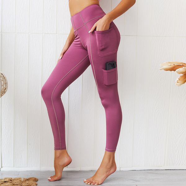 

high waist skinny women leggings moisture wicking fitness pants pocket yoga pants sports leggings peach hip leggings, White;red