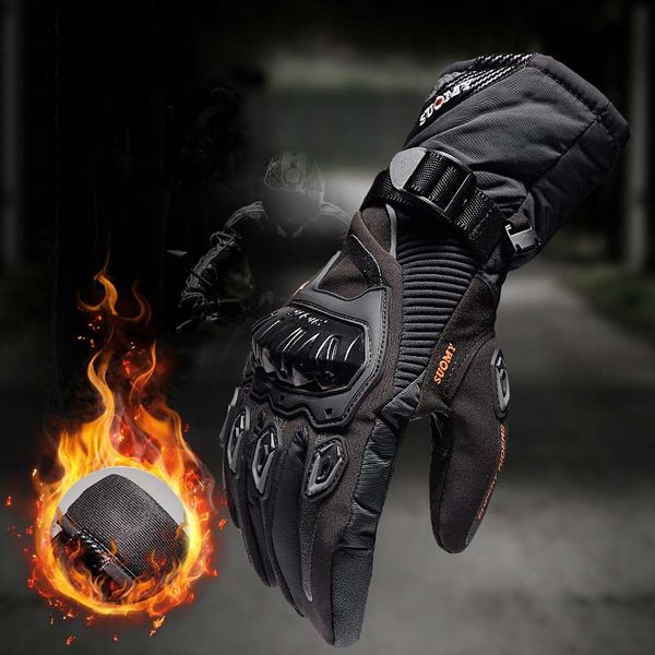 

suomy long motorcycle gloves men women winter waterproof touch screen moto gloves for motocross motorbike racing riding, Black