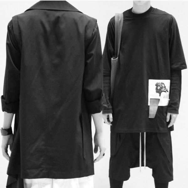 

27-46 2018 new men's clothing gd hair stylist fashion street personality stereoscopic side pocket pants plus size costumes, Black