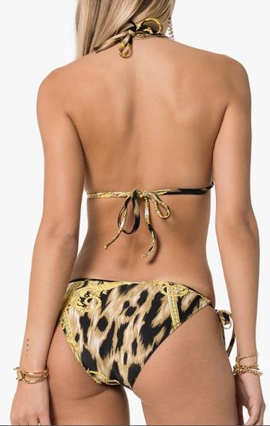 

new bikini gold-stamped swimming suit three points explosive swimming suit split ladies stitching sports swimwear flexible stylish, White;black