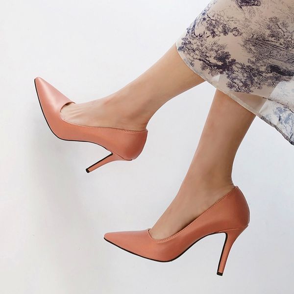 

2020 new women office pu leather pumps shoes woman 6cm/8cm high heels evening party wedding shoes a0060, Black