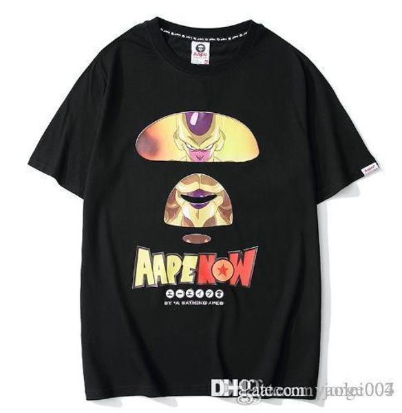 

бренд tide aap2019 весной и летом новый семь дракона шарики укун печать мужчин и женщин пара моделей потерять спорт с короткими рукавами фут, White;black