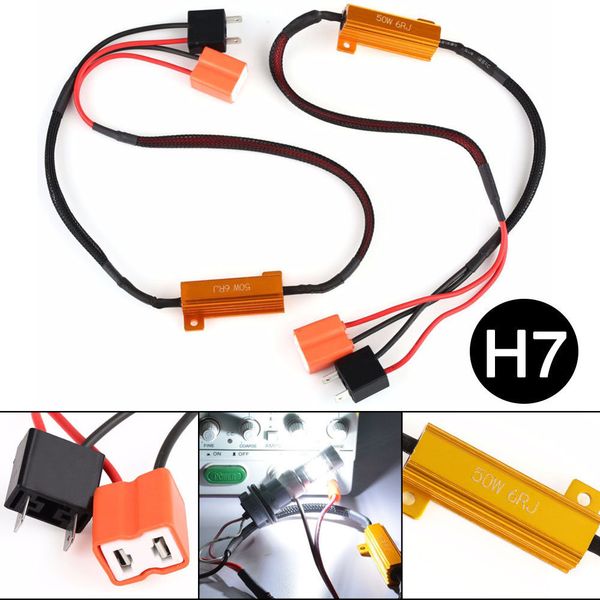 

1 pair h7 50w led canbus load resistor warning canceler decoder light error free