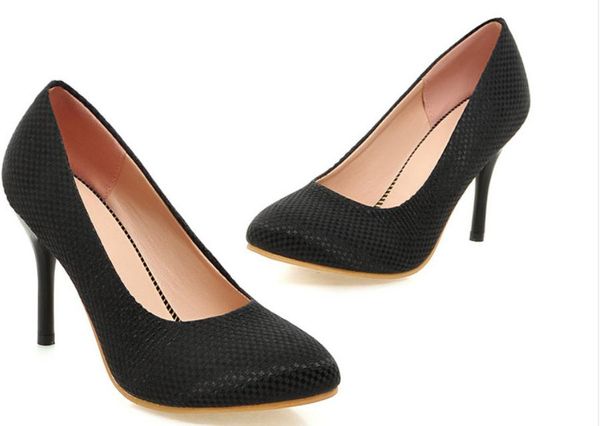 

women's shoes in spring and autumn high fine heel pointed end @80, Black