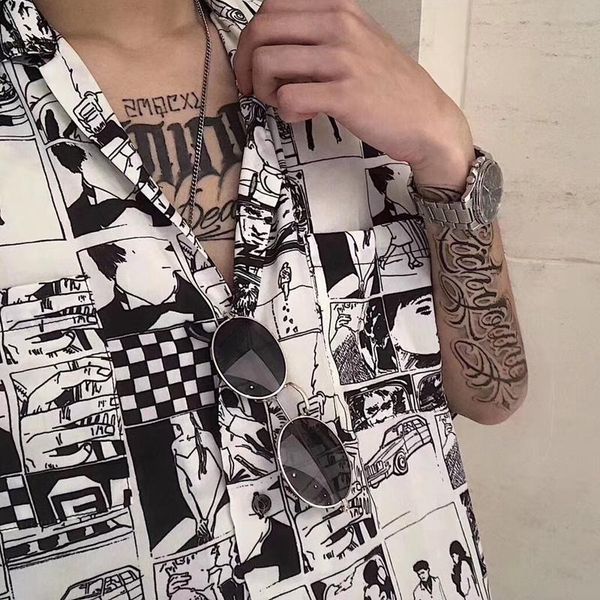 

19ss erd enfants riches déprimés comic printing shirt short sleeves summer retro breathable comfortable men and women fashion hfsscs007, White;black