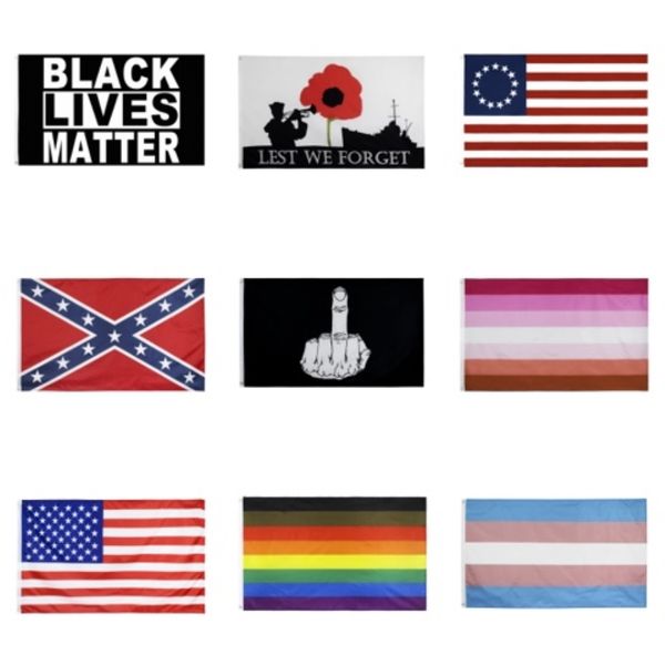 

blue line usa police flags, 90*150cm thin blue line usa flag black white and blue line flag with grommets epacket#282