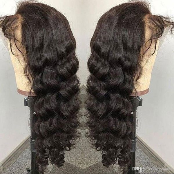 

prepuckcked с волосами младенца loose deep wave 13 * 6 свободная часть парик фронта шнурка человеческих волос для чернокожих женщин натураль, Black