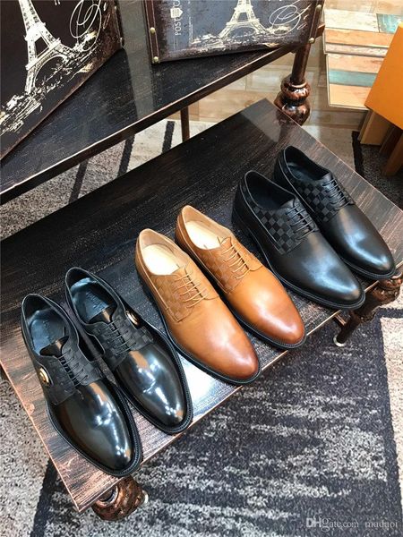 

19ss brands fashion business formal dress office shoes men italy casual designers leather shoes comfortable luxury loafers men yecq4, Black