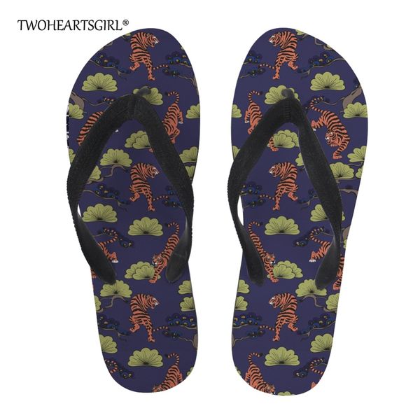 

twoheartsgirl summer men flip flops fashion jungle tiger beach sandals shoes non-slip male slippers comfortable men flipflops, Black