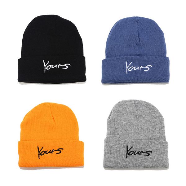 

yellow gray blue black beanie yours embroidery men women knit cap knitted hat skullies fashion hip hop mens beanies gorros bonne