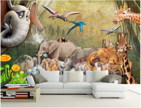 

wdbhg custom p mural 3d wallpaper retro animal elephant giraffe painting home decor 3d wall murals wallpaper for walls 3 d living room