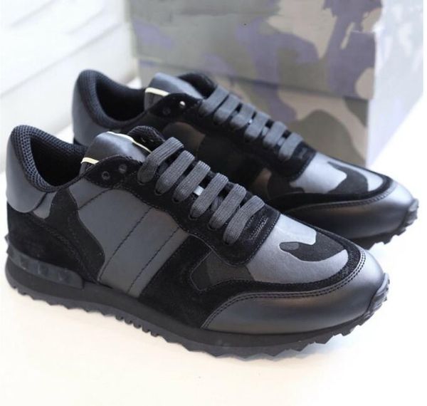 

camo suede studded camouflage rock runner designer sneaker shoes for women men stud casual luxury designer shoes sneakers chaussures 01, Black