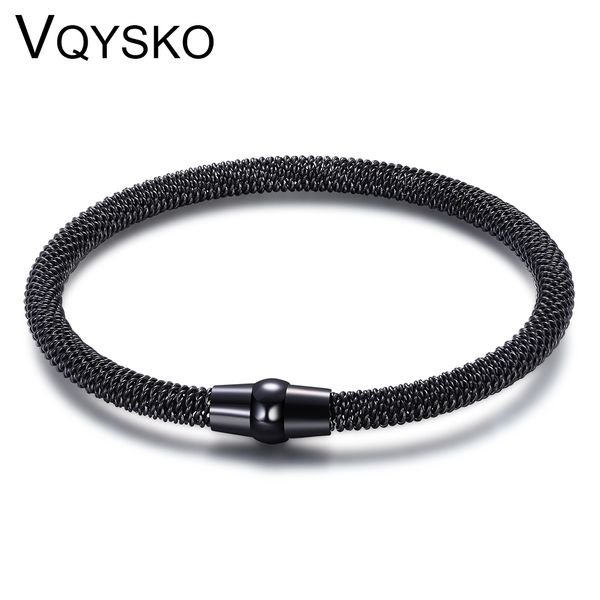 

fashion cable mesh bracelets for promotion selling stainless steel clasp punk jewelry bracelets with factory price, Black