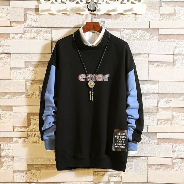 

2019 m-2xl men's autumn winter casual fashion print long sleeved button o-neck cool sweatshirt drop shipping july30, Black