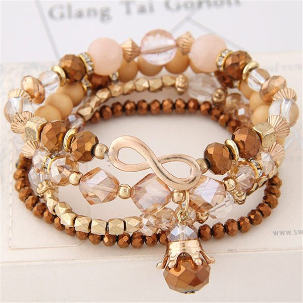 

diezi ethnic simple korean crystal bead bracelets for women bracelet natural stone charms wristband bracelet pulseira feminina, Silver