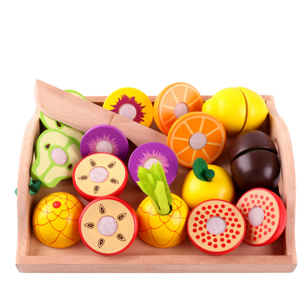 

new 1 pcs sets pretend toy wooden kitchen toys cutting fruit vegetable play miniature kids wooden baby early education toy