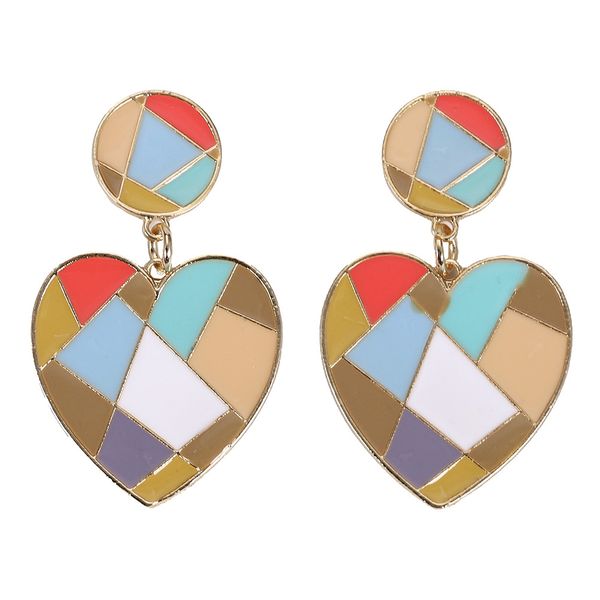 

hot new trendy fashion luxury designer exaggerated sweet colorful candy color heart pendant stud earring for woman