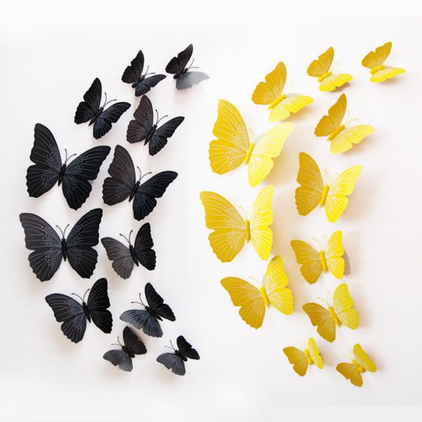 

creative 12pcs pvc 3d butterfly wall decor cute butterflies wall stickers art decals home decoration room wall art waterproof